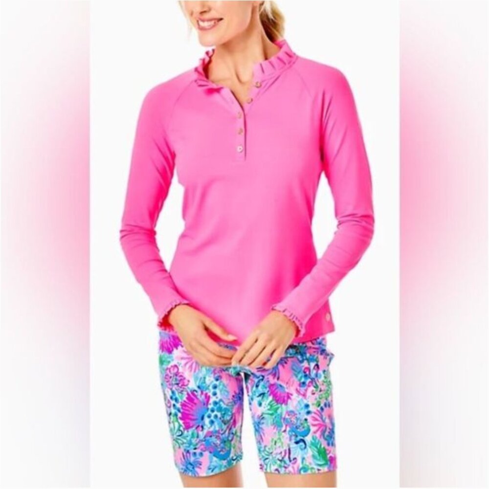 Lilly Pulitzer Women’s Pink Long Sleeve UPF+ Luxletic Hutton Polo